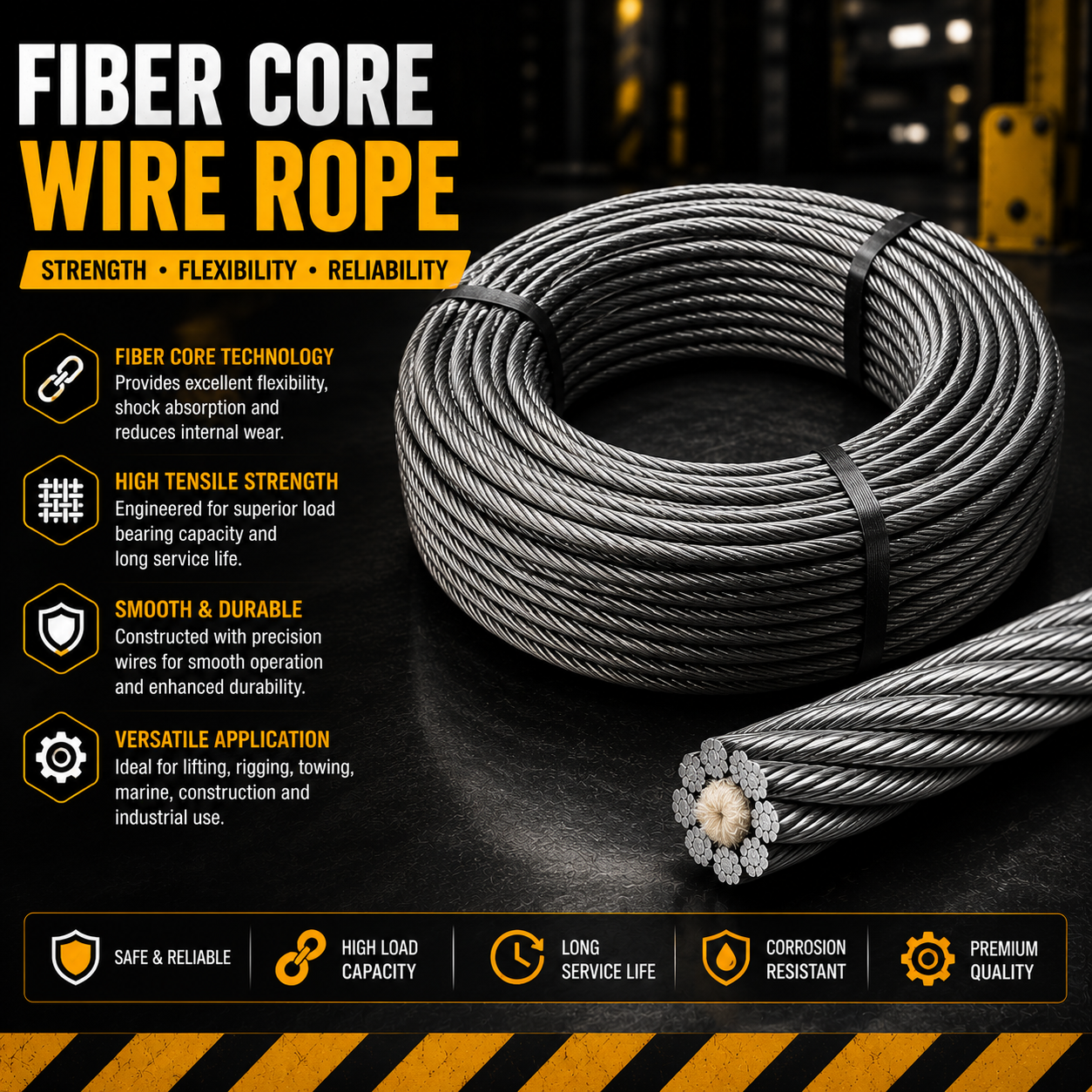 Wire Rope 20mm Fiber Core – 500 Metres