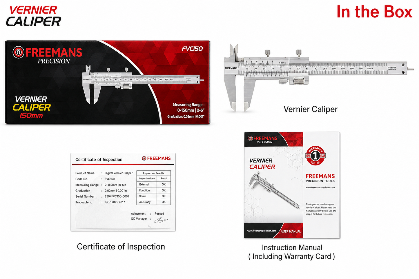 FREEMANS FVC300 Vernier Caliper (0-300mm) – Hardened Stainless Steel