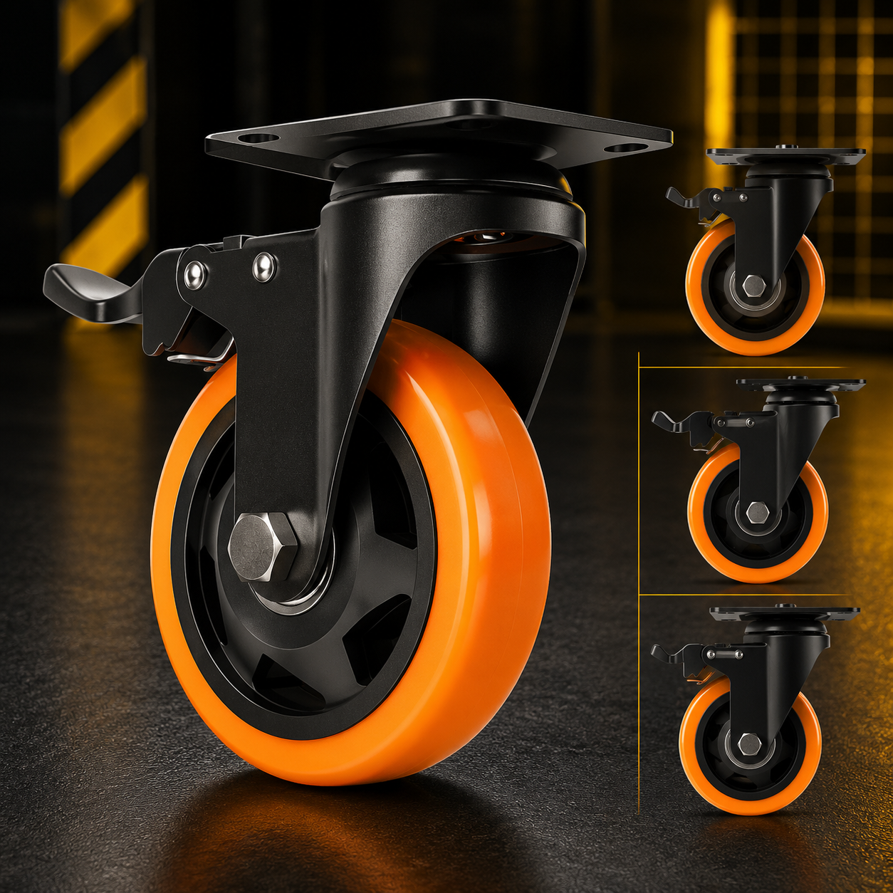 4 Inch Caster Wheel with Brake – Heavy Duty Swivel Castor for Industrial & Commercial Use